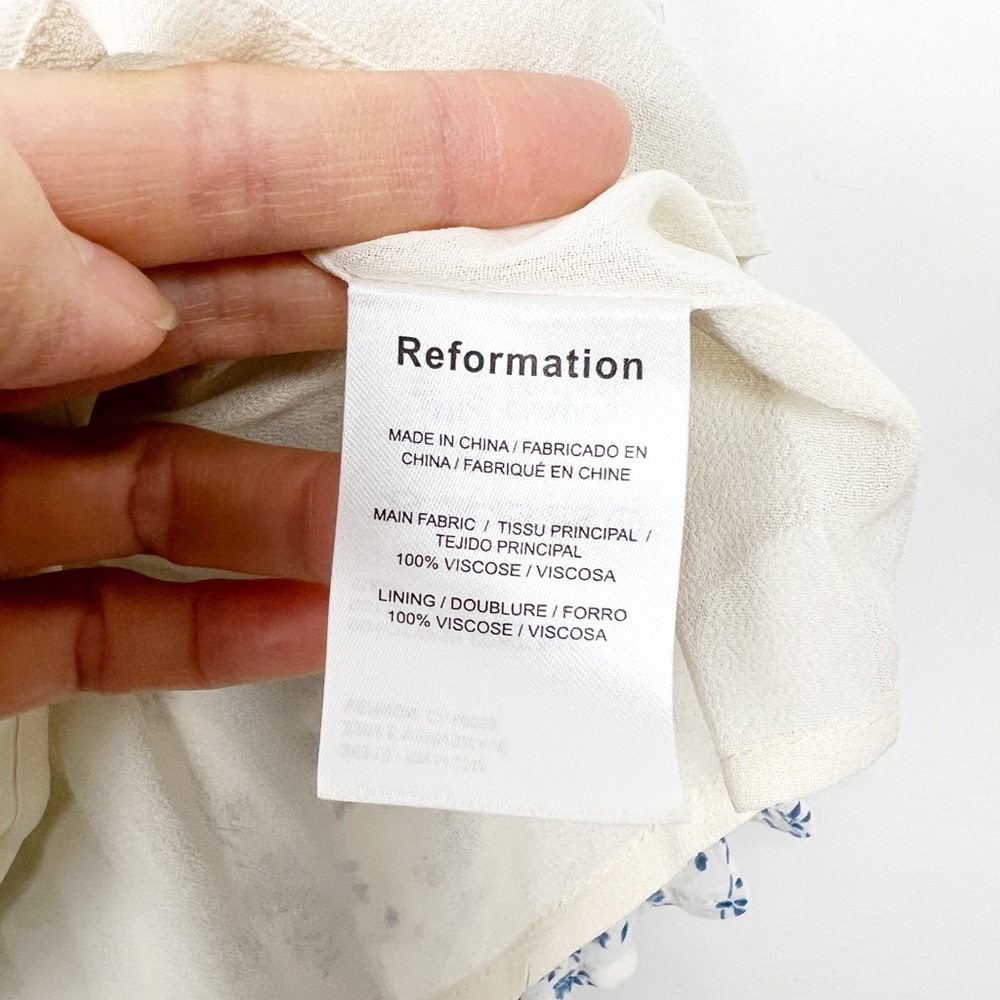 Reformation White and Blue Floral Braelyn Blouse Top S - Picture 6 of 9